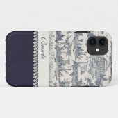 Chic Blue & Cream French Toiles Custom Case-Mate iPhone Case (Achterkant (horizontaal))