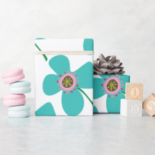 Chic Blue Daisy Pop Summer Flower Whimsical Gift Cadeaupapier