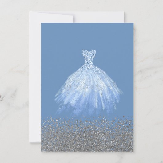 Chic Blue Dress, Diamonds Sweet 16 Kaart (Achterkant)