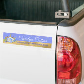 Chic Blue en Gold Floral Crown Bumpersticker (Op Truck)