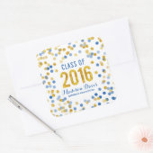 Chic Blue en Gold Glitter Afstuderen Vierkante Sticker (Envelop)