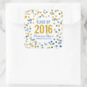Chic Blue en Gold Glitter Afstuderen Vierkante Sticker (Tas)
