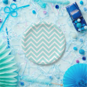 Chic Blue en White Chevron Pattern Bord (Feest)