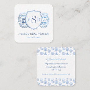 Chic Blue en White Ginger Jar Designer die het vol Vierkante Visitekaartje