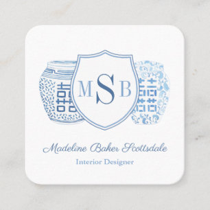 Chic Blue en White Ginger Jar Designer die roept Vierkante Visitekaartje