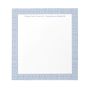 Chic Blue en White Greek Key Lady's persoonlijke Notitieblok