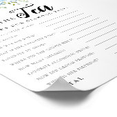 Chic Blue Floral Spoel het spel van het Vrijgezell Poster (Hoek)