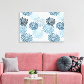 Chic Blue Flowers Canvas Afdruk (Insitu (Woonkamer))