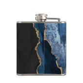 Chic Blue Glitter Agate Monogram Naam Heupfles (Achterkant)