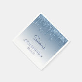 Chic Blue Glitter Drip 60th Birthday Party Servet (Hoek)