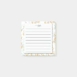 Chic Blue & Gold Leaf A Note of Monogram Notepad