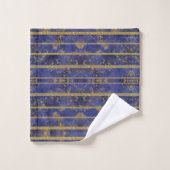 Chic Blue Gold Sparkles Bad Handdoek (Wasdoekje)