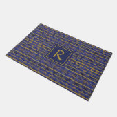 Chic Blue Gold Sparkles Deurmat (Schuin)