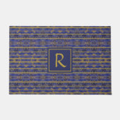 Chic Blue Gold Sparkles Deurmat (Voorkant)