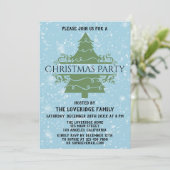 Chic Blue Holiday kerstparty Snowflakes Tree Kaart (Staand voorkant)