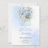 Chic Blue Hydrangea Botanical Wedding Invitation Kaart (Voorkant)