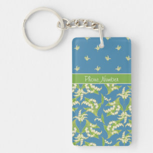 Chic Blue Lily-of-the-Valley Floral Sleutelhanger