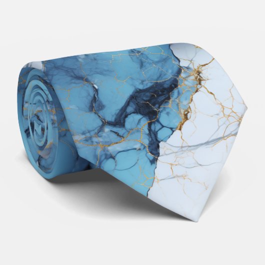 Chic Blue Marble Stropdas (Opgerold)