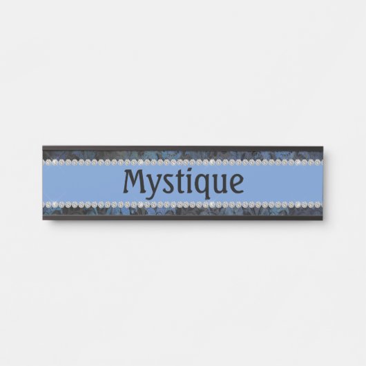 Chic Blue Paisley Diamond Custom Horse Stall Deurbordje (Voorkant)