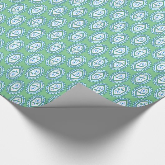 Chic Blue Periwinkle Floral Pattern Cadeaupapier (Hoek)