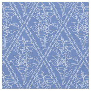 Chic Blue Periwinkle Floral Pattern Stof