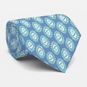 Chic Blue Periwinkle Floral Pattern Stropdas
