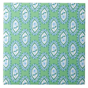 Chic Blue Periwinkle Floral Pattern Tegeltje