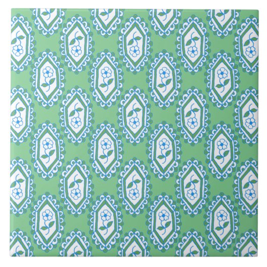 Chic Blue  Periwinkle Floral Pattern Tegeltje (Voorkant)
