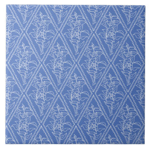 Chic Blue Periwinkle Floral Pattern Tegeltje