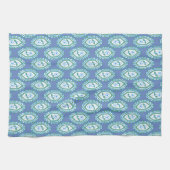 Chic Blue Periwinkle Floral Pattern Theedoek (Horizontaal)