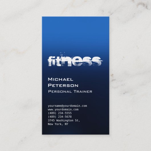 Chic Blue Personal Trainer Carte de visite Fitness (Devant)