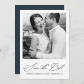 Chic Blue Photo Save the Date (Voorkant / Achterkant)