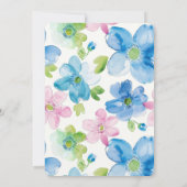 Chic Blue Pink Flowers Baby shower Kaart (Achterkant)