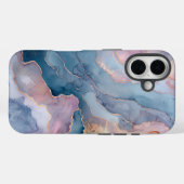 Chic Blue Pink Gold Agate Marble Case-Mate iPhone Case (Achterkant (horizontaal))