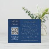 Chic Blue QR Code Wedding Kaart Invoegen (Staand voorkant)