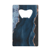 Chic Blue Roos Gold Glitter Agate Custom Monogram Kredietkaart Flessenopener (Achterkant)