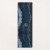 Chic Blue Roos Gold Glitter Agate Custom Monogram Yogamat (Voorkant)