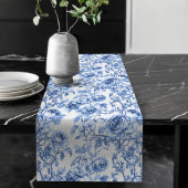 Chic Blue Roses Toile Floral Pattern Style Table Lange Tafelloper