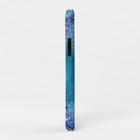 Chic Blue roze irdescent glitter monogram Case-Mate iPhone Case (Achterkant/rechts)