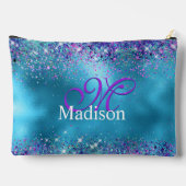 Chic Blue roze irdescent glitter monogram Etui (Achterkant)