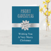 Chic Blue Silver Bows Glitter Kerstmis Kaart (Gele Bloem)