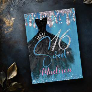 Chic Blue Silver druppelt zoet 16 Kaart