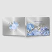 Chic Blue Silver Floral  Wedding Gastenboek (Volledig)