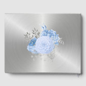 Chic Blue Silver Floral  Wedding Gastenboek (Achterkant)