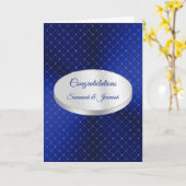 Chic Blue Silver Squares - Gefeliciteerd aanpassen Kaart (Gele Bloem)
