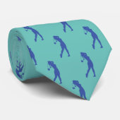 Chic Blue Sports Lady Golfer Silhouette Cravate (Roulé)