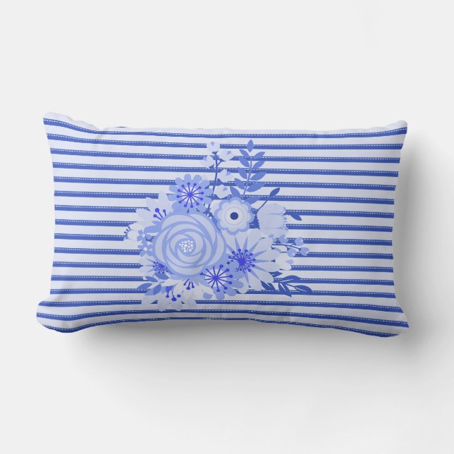 Chic Blue Stripes Sierkussen Kussen (Voorkant)