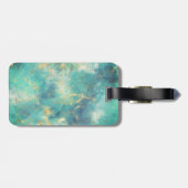 Chic blue turquoise Gold glitter druppelt monogram Bagagelabel (Achterkant horizontaal)