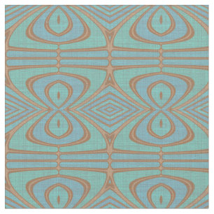 Chic Blue Turquoise Nouveau Deco Patroon Stof