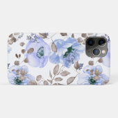 Chic Blue Waterverf Flowers iPhone Case (Achterkant (horizontaal))